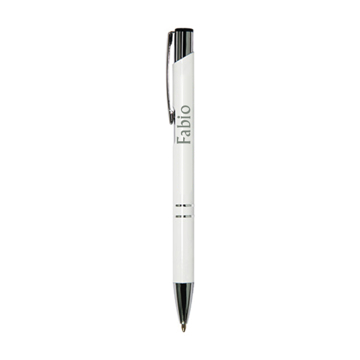 Crosby Shiny Pen in white with engraved name