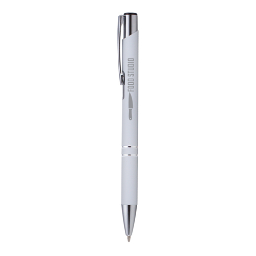 Crosby Softy Pen in white with engraved logo
