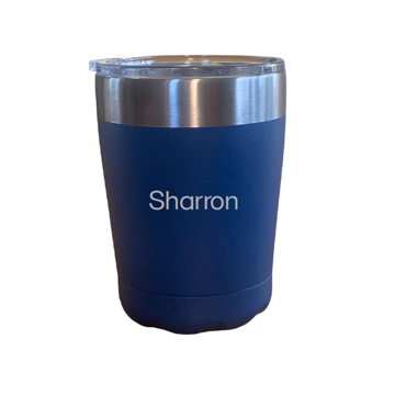 Oyster 350ml stainless steel cup in navy with engraved name