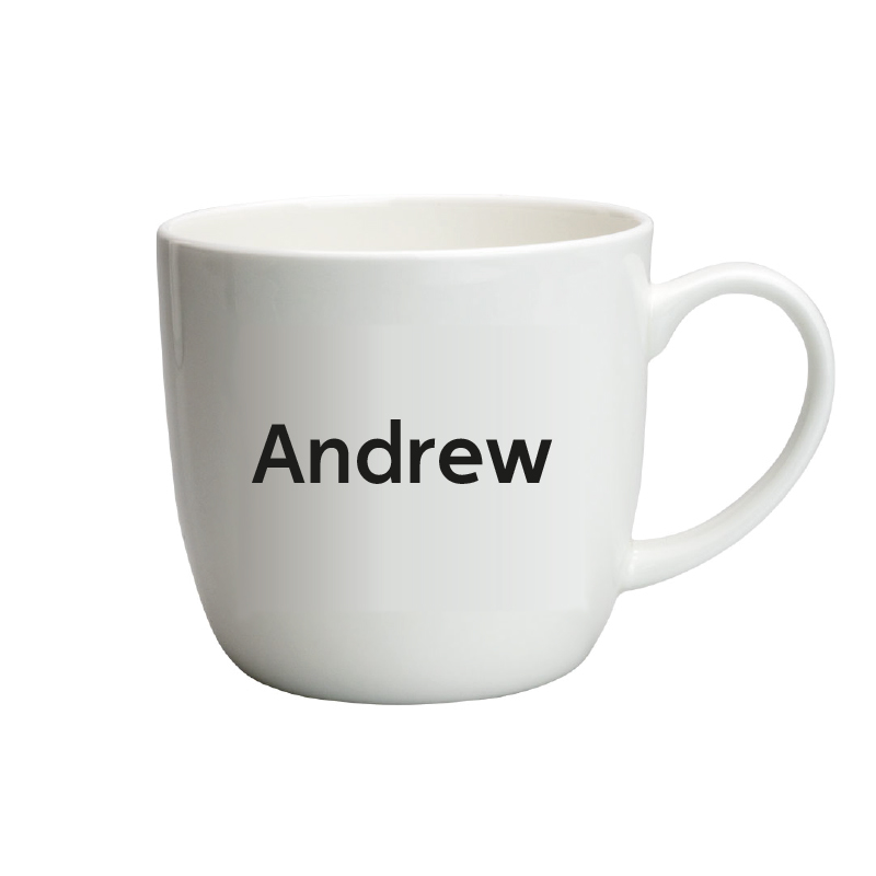 Kent Bone Chine Mug in white with printed name