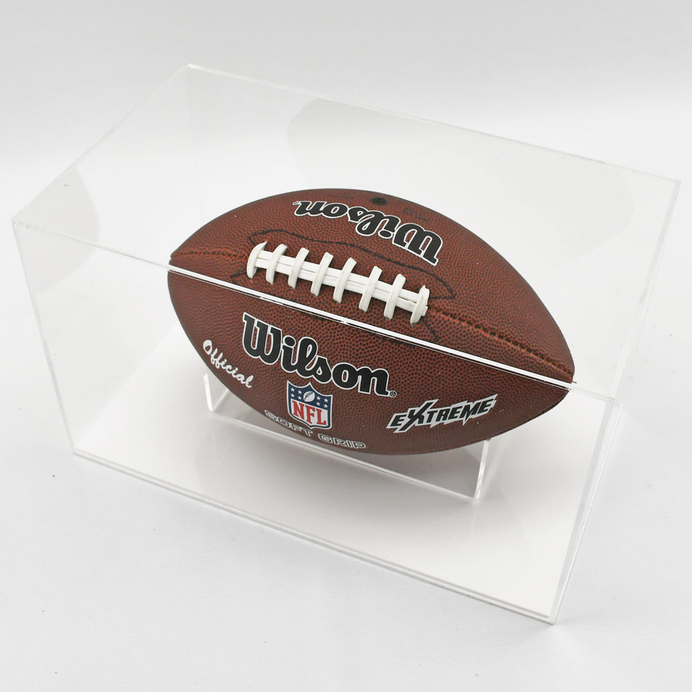 Acrylic American Football Display Case with football on acrylic stand