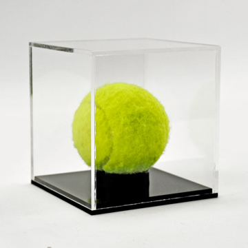 Acrylic Tennis Ball Display Case with tennis ball on black base