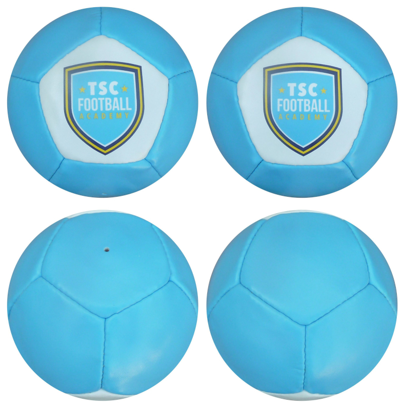 Size 1 football in blue with print to one panel