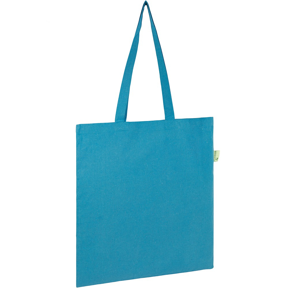 cyan shopper bag made from recycled materials