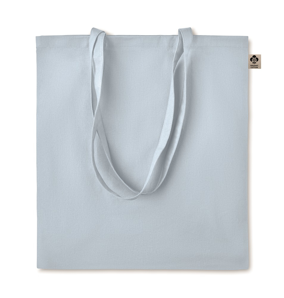 light blue bag made from organic cotton