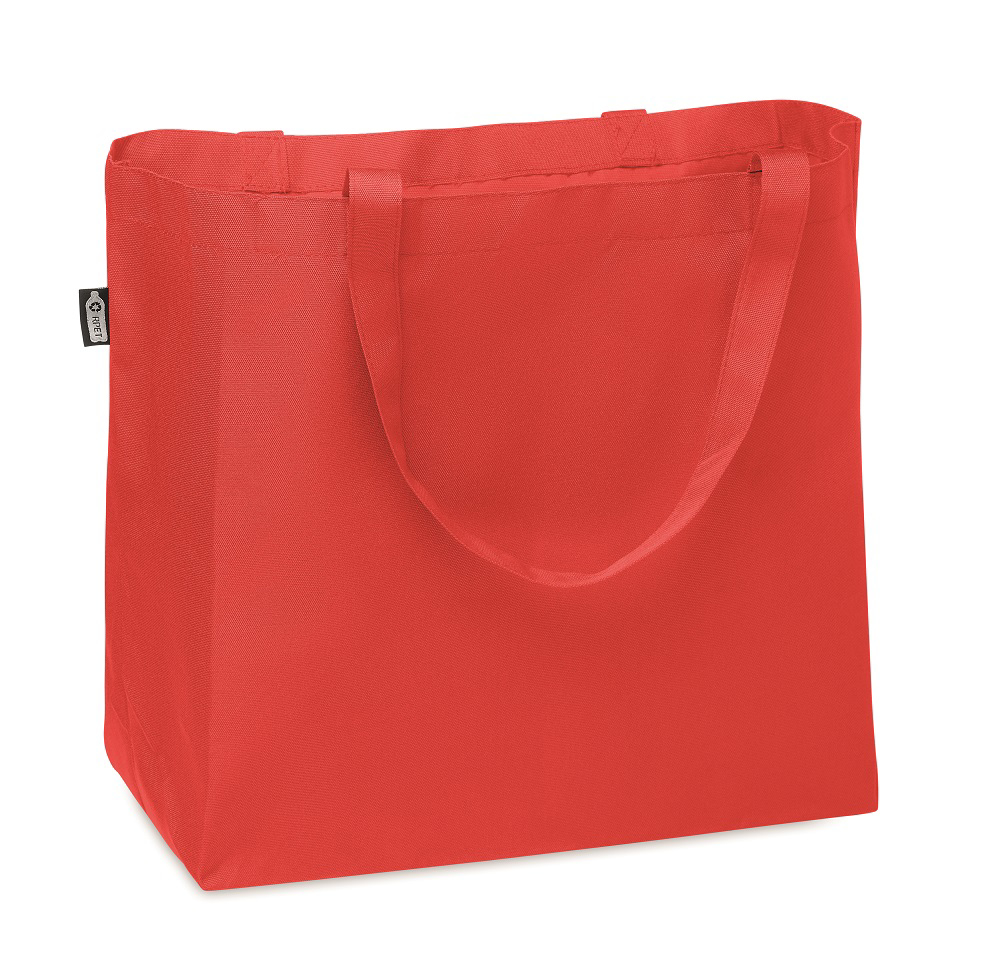 red bag made from rPET