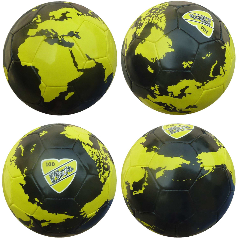 Size 5 football world map in black and yellow