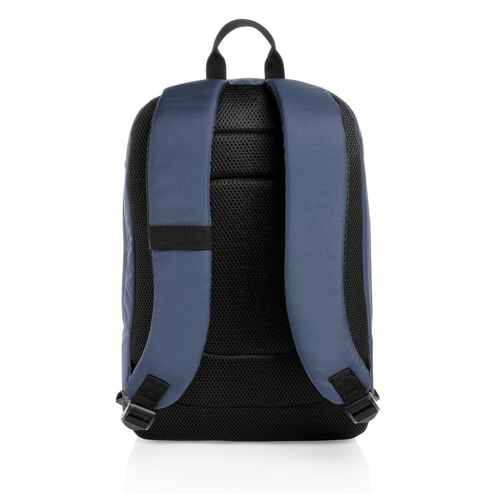back of laptop backpack with navy straps
