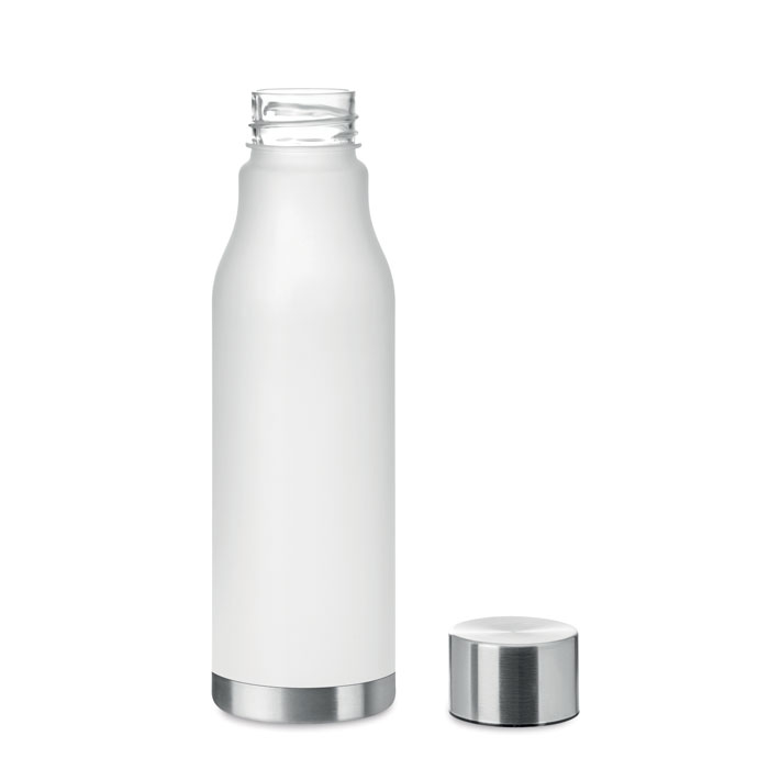 red rpet drinking bottle in white with lid removed