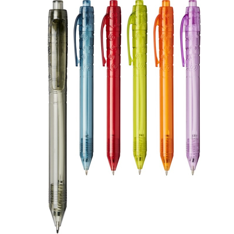 translucent ball pens in a range of colours