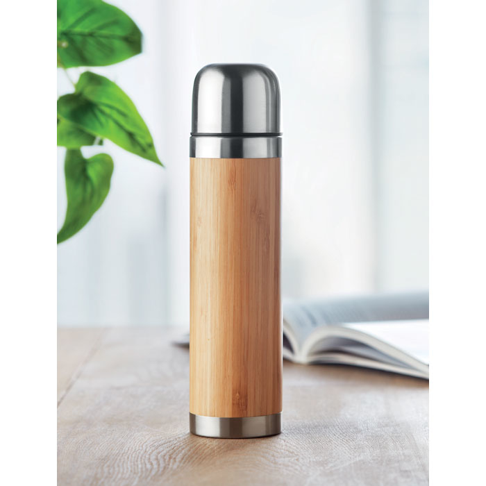 bamboo flask on table