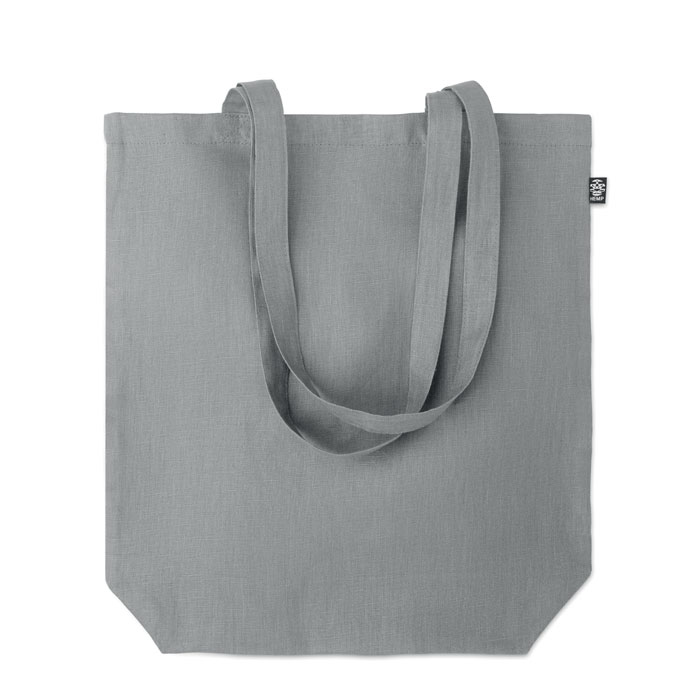grey shopping bag made from hemp