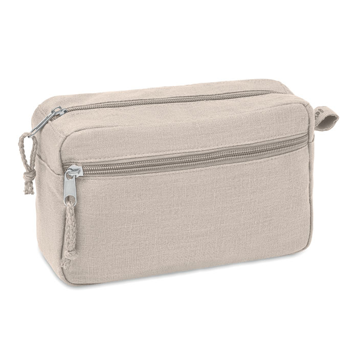 toiletry bag made from hemp in a natural colour