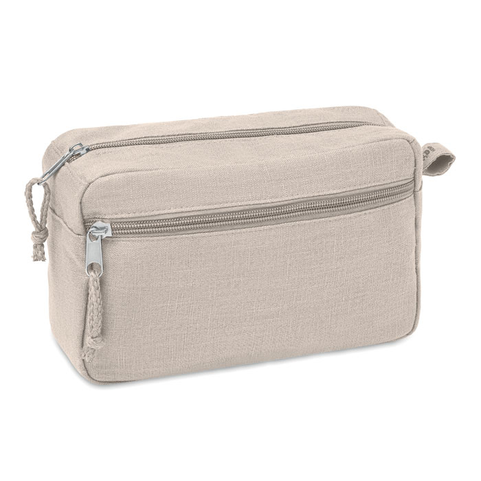 toiletry bag made from hemp in a natural colour