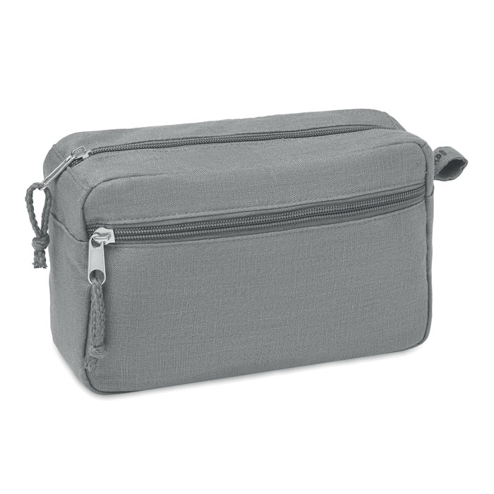 grey coloured hemp fabric cosmetic case