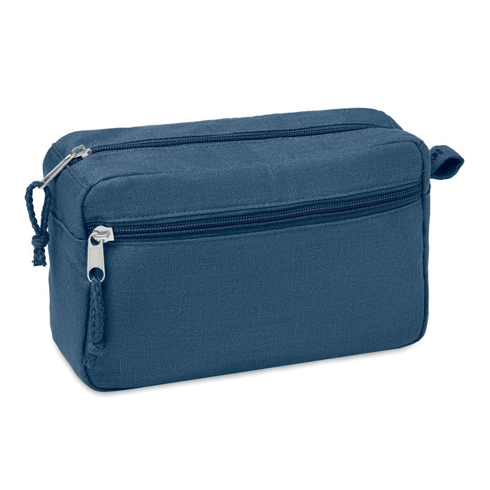 navy cosmetic case made from hemp fabric