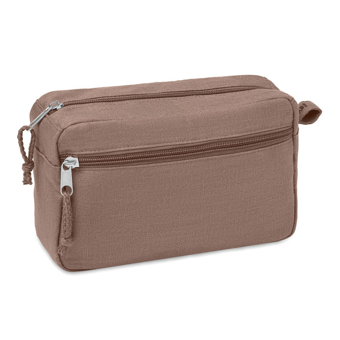 brown hemp toiletry bag