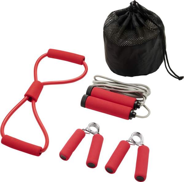 Dwayne fitness set in red with black bag