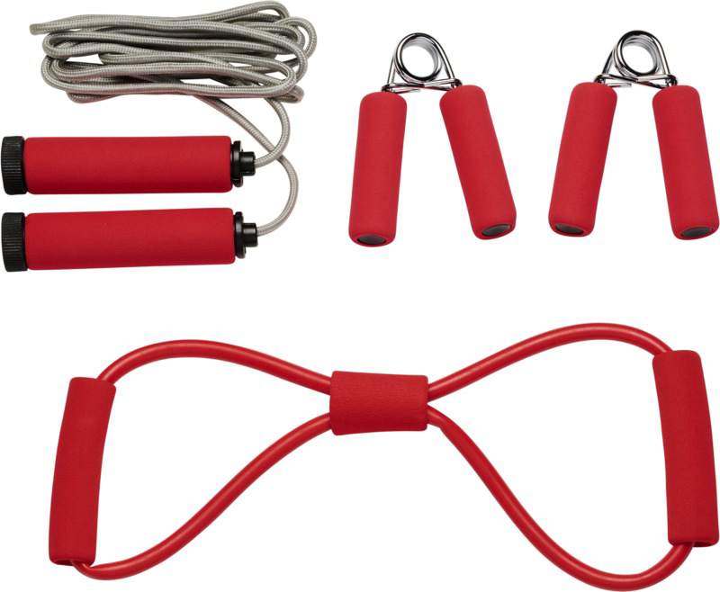 Dwayne fitness set equipment in red