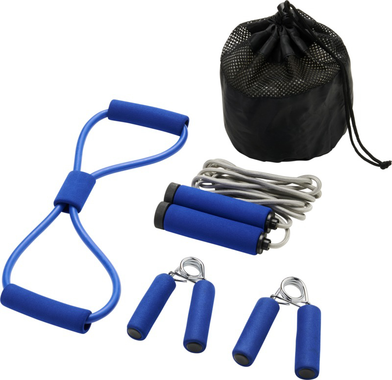 Dwayne fitness set in blue with black bag