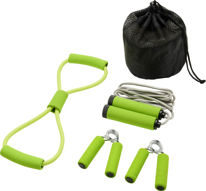 Dwayne fitness set in green with black bag