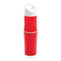 red reusable drinks bottle with central screw on section