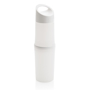 white reusable drinks bottle with central screw on section