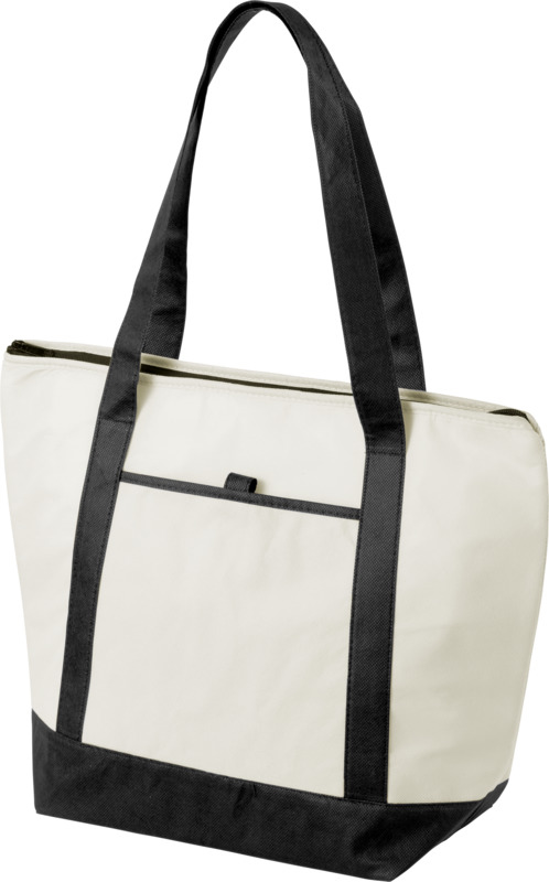 Lighthouse non-woven cooler tote in natural and black