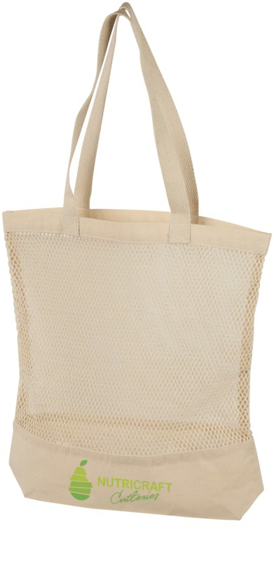 Maine mesh cotton tote bag with 2 colour print