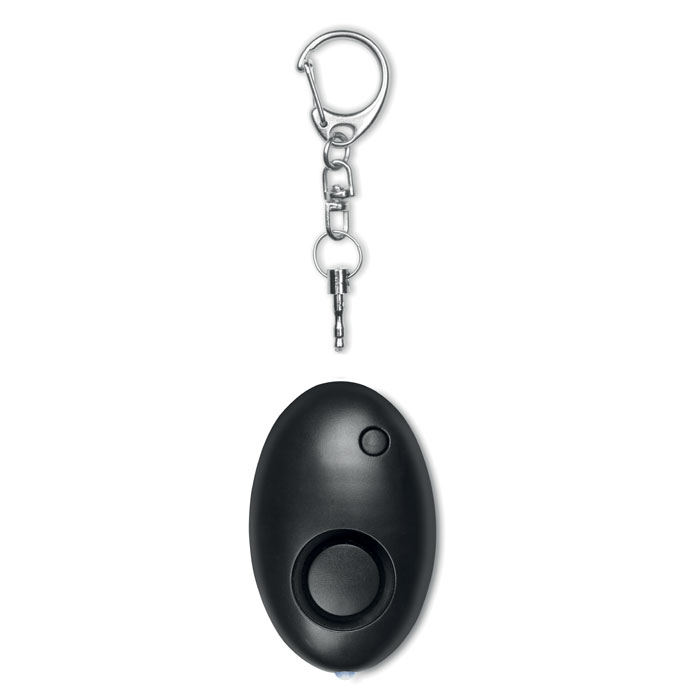 Alarmy Mini Alarm in black showing detached keyring 