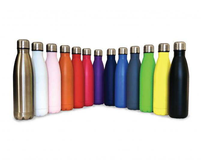 insulated drinks bottles in a range of colours