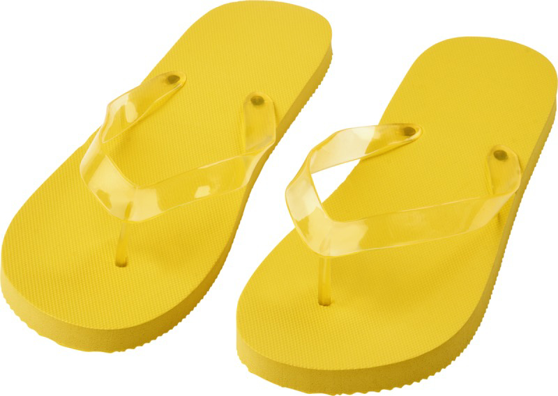 yellow summer flip flops