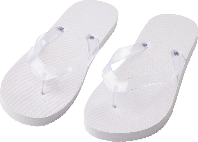 white summer flip flops