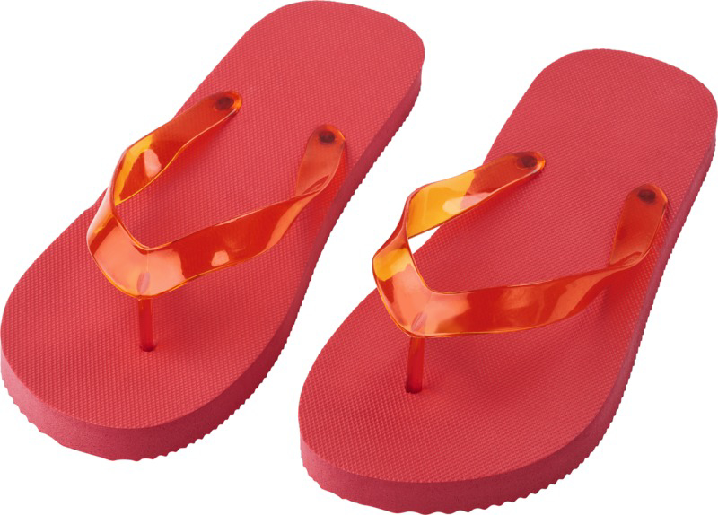 red summer flip flops