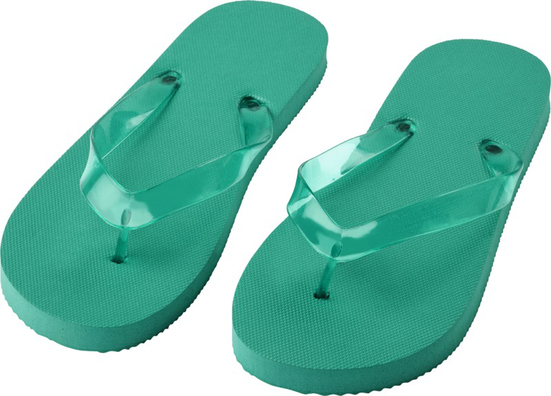 green summer flip flops