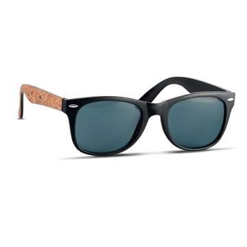 Black lens sunglasses with cork arms