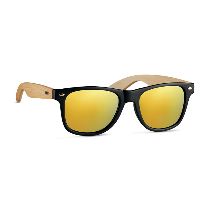 mirror lens sunglasses with bamboo arms