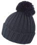 HDI quest knitted hat in black with colour match bobble
