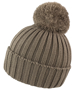 HDI quest knitted hat in brown with colour match bobble