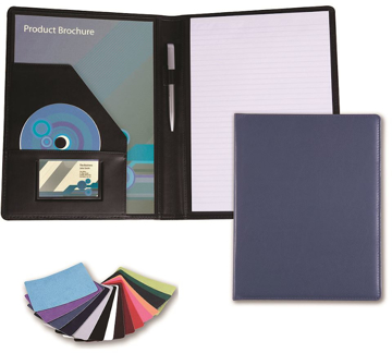 A4 PU Folder Showing Open and Closed + Colour Swatches