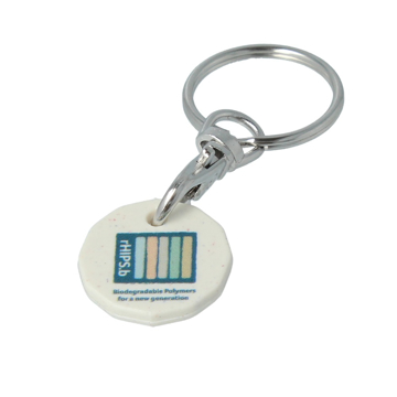 promotional printed trolley coin keyring