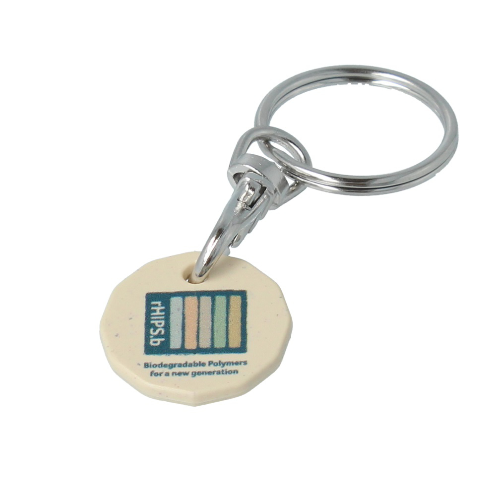 1 pound trolley coin keyring made from biodegradable materials