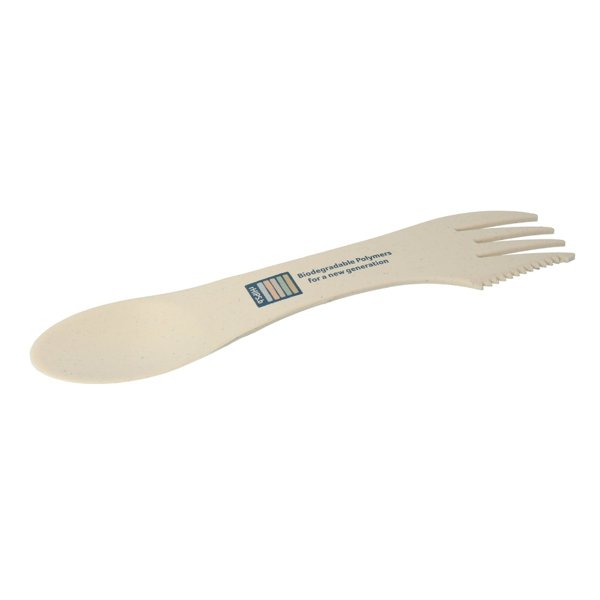 Natural coloured spork made from bio-plastic