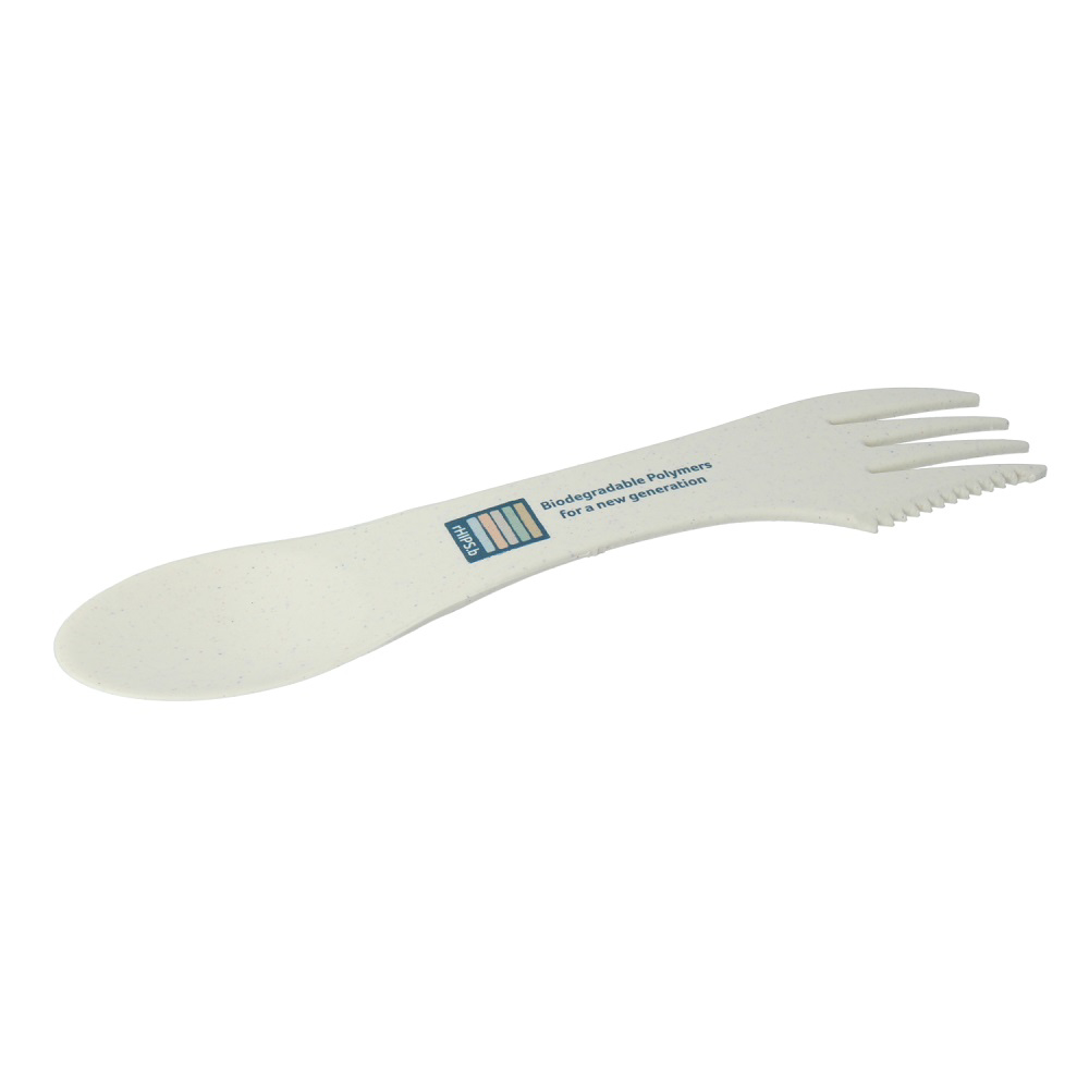 eco-friendly spork made from biodegradable plastic