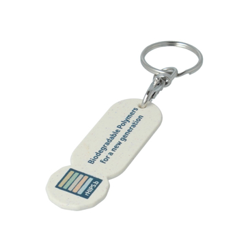 natural trolley coin keyring