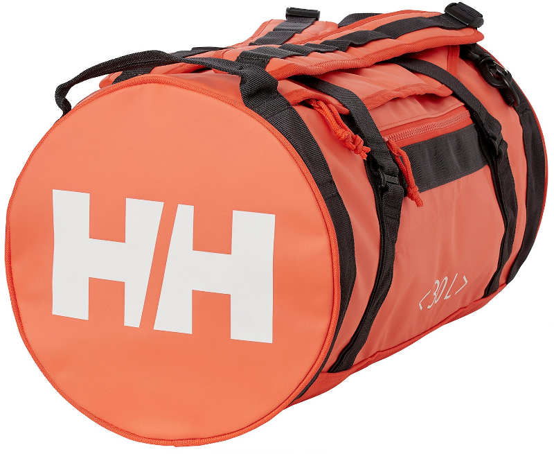 Helly Hansen Duffel Bag 2.0 30L in orange and black side view