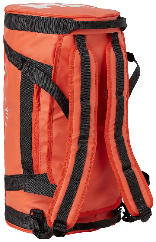 Helly Hansen Duffel Bag 2.0 30L in orange and black shoulder straps