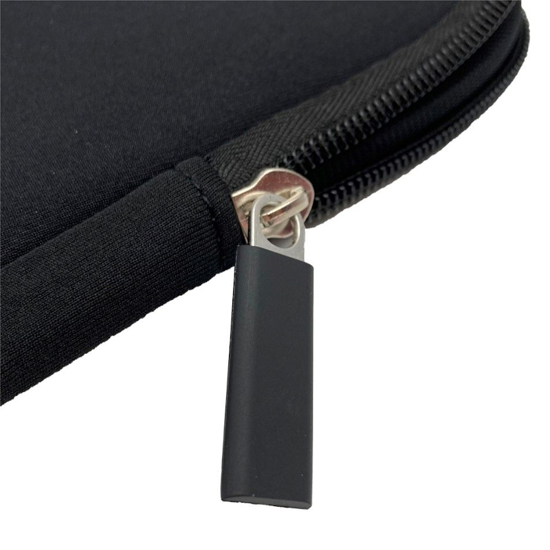 soft fabric laptop sleeve with zip-  zip closure.