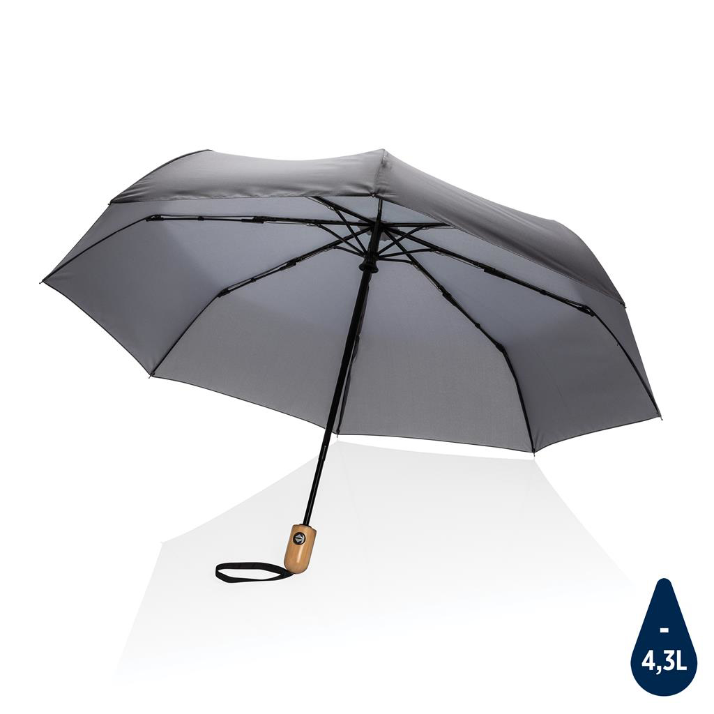 bamboo handle umbrella grey