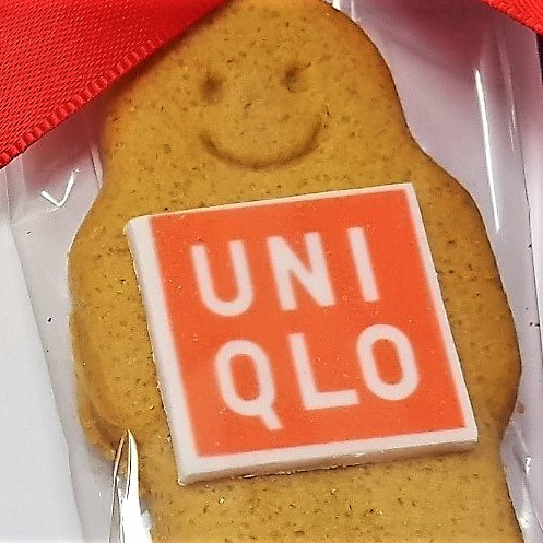 gingerbread man logo biscuit closeup